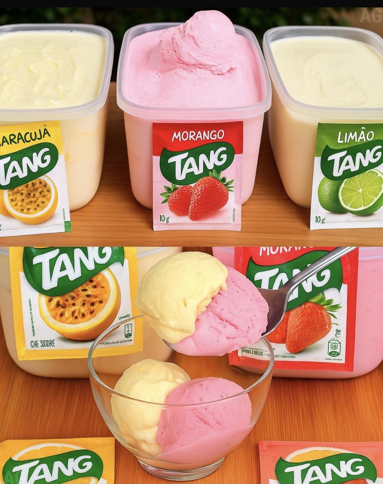 Sorvete caseiro com Tang