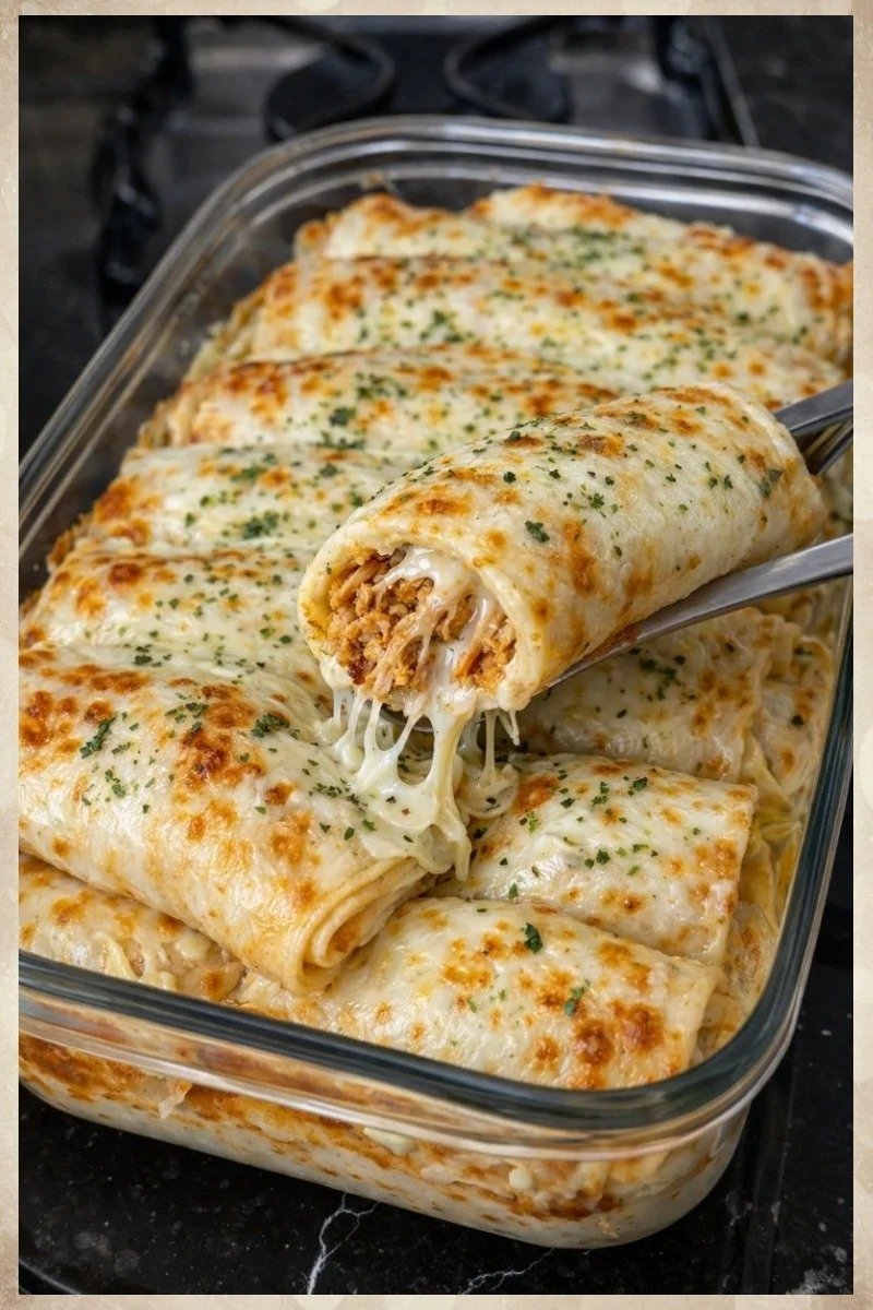 Panqueca de Frango com Queijo e Mussarela Gratinada