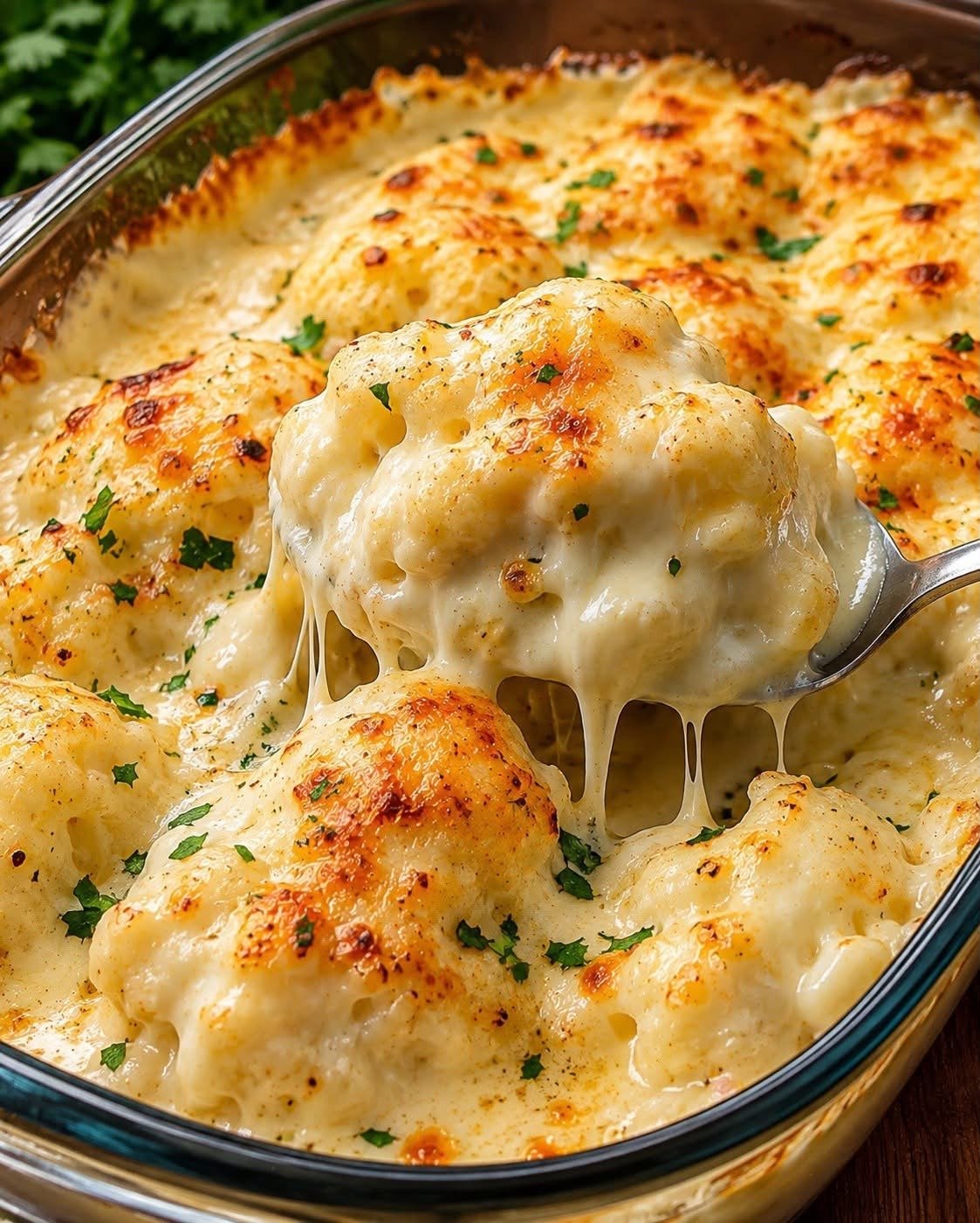 Couve-flor com Creme Branco e Queijo Gratinado
