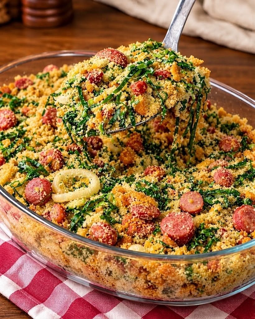 Farofa de Linguiça com Couve