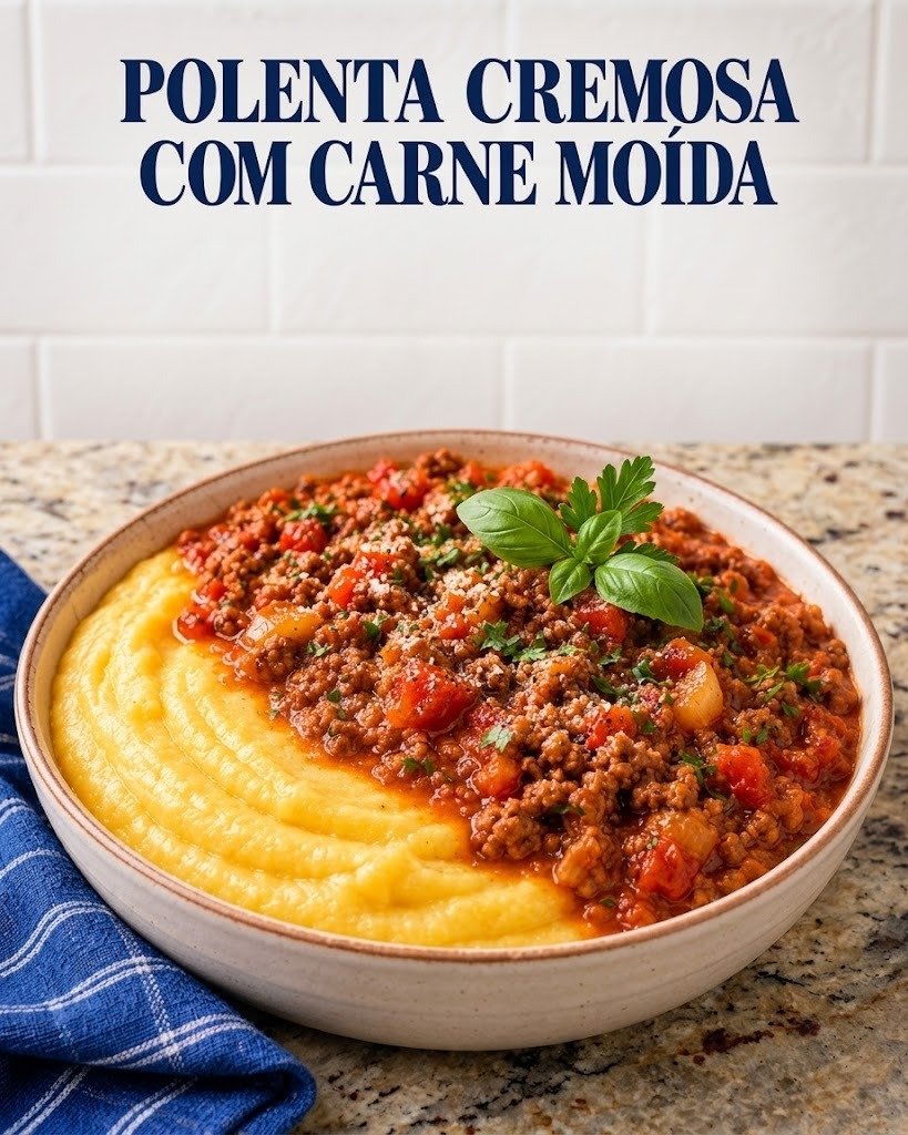 Polenta Cremosa com Carne Moída